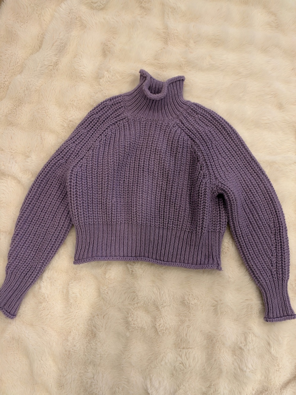 H&M Chunky Knit Turtleneck Sweater in Lavender Purple